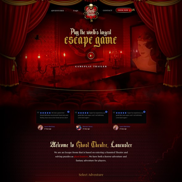 Theme website with the title 'dark ghost theatre'