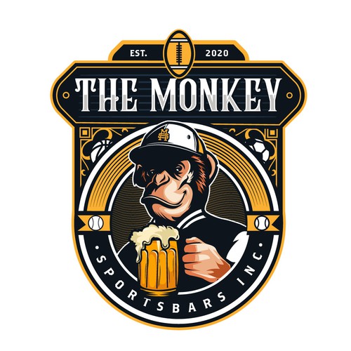 Beverage logo with the title 'The Monkey Sportsbar'