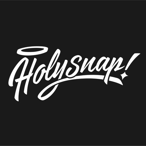 Script logo with the title 'Create a snappy, retro-futuristic wordmark for iPhone photo app'