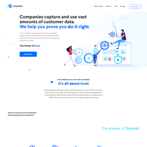 White-space website with the title 'Clean and creative web design for trust'