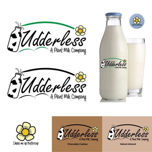 Milk logo with the title 'Udderless - A Plant Milk Company'