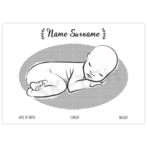 Baby artwork with the title 'Minimalistic illustration of a baby'