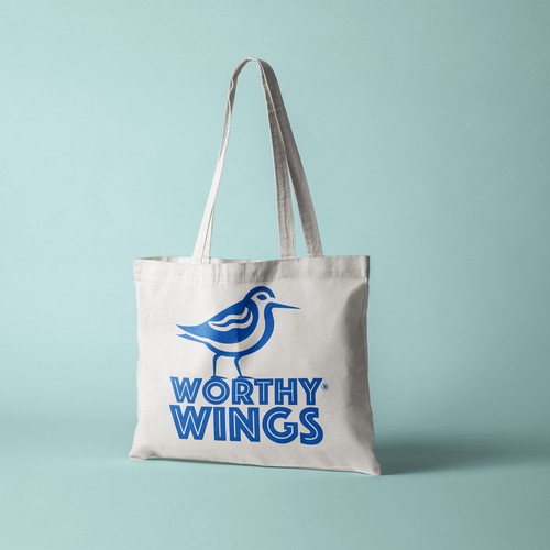 Merchandise logo with the title 'Worthy Wings Logo Design'