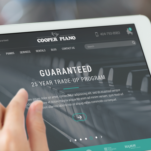 Responsive design with the title 'Cooper Piano'