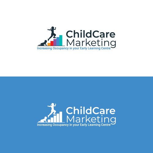 Marketing logo with the title 'A playful logo design for ChildCare Marketing.'