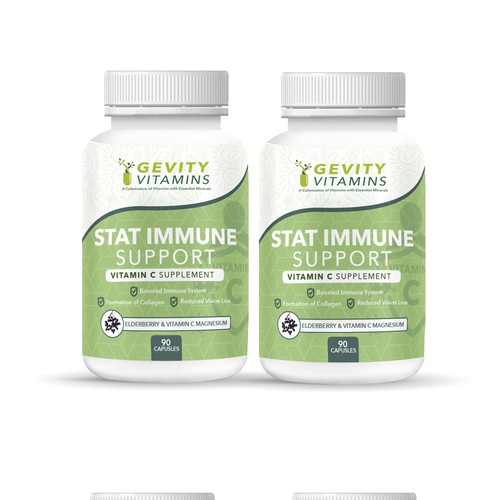 Vitamin label with the title 'Dietary supplements packaging'