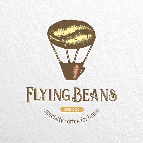 Bean logo with the title 'A handmade logo for a business with a name "Flying Beans"'