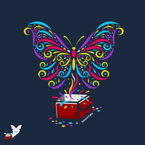 Pop art design with the title 'send a cake'