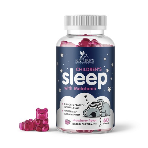 Dietary supplement label with the title 'Cute Kids Sleep Gummies'