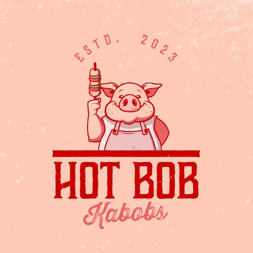 Kebab logo with the title 'Vintage pig mascot logo for a Kebab place'