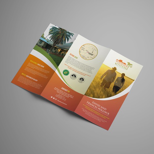 Tri-fold design with the title 'A new Brochure for Unique Australian Outback Station Stay'