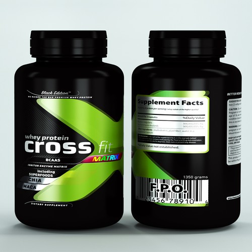 Colorful label with the title 'crossfit packaging'