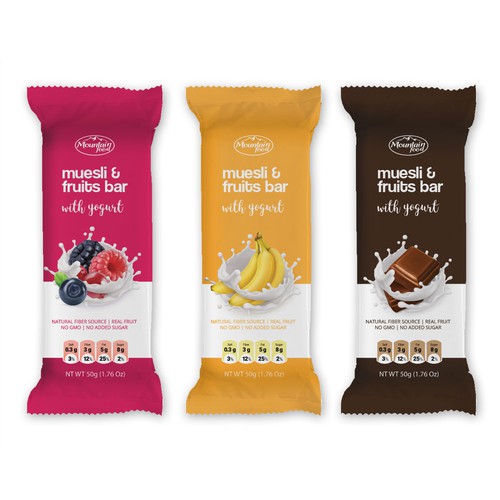 Fruit label with the title 'Muesli bar'