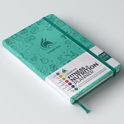 Planner design with the title ' Label for a branded fitness planner'