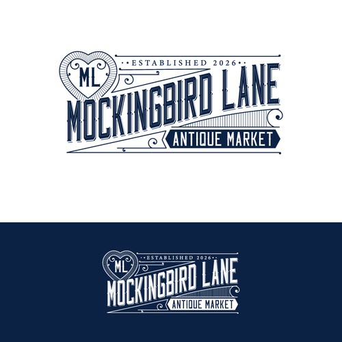 Antique design with the title 'Mockingbird Lane'