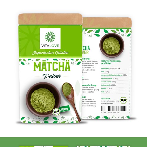 Brand label with the title 'Powder Package Design'