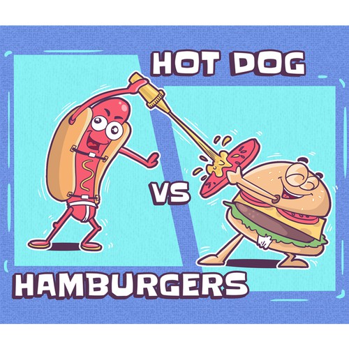 Hot dog design with the title 'Game Box of Hotdog vs. Hambyrgers'