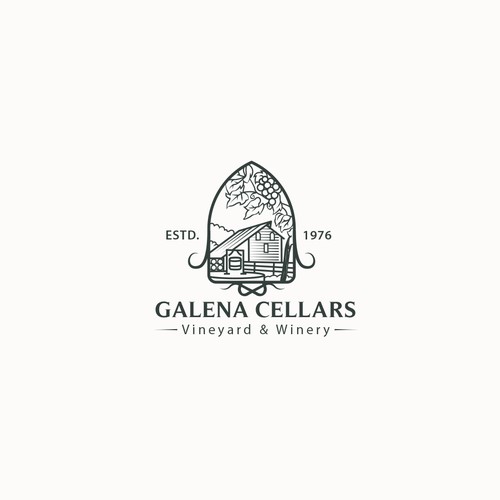 Cottage design with the title 'Galena Cellars'