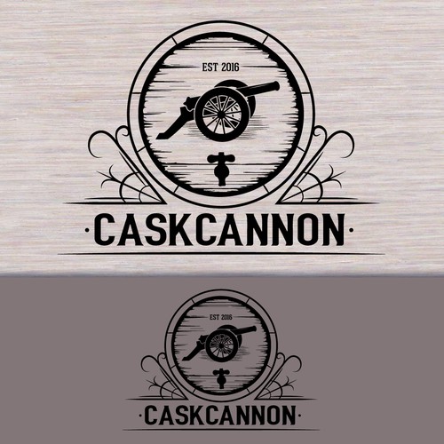 Filigree logo with the title 'Cask Cannon Logo Design '