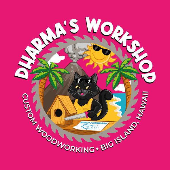 Black cat logo with the title 'Dharma's Workshop'