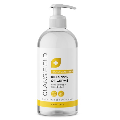 Minimal packaging with the title 'Hand Sanitizer label'