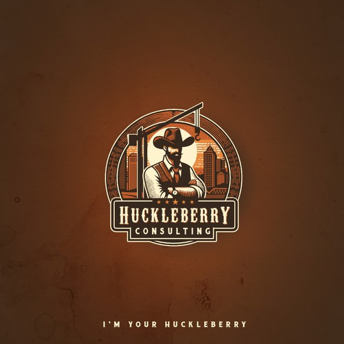 Construction company logo with the title 'Huckleberry Consulting - Vintage Design'