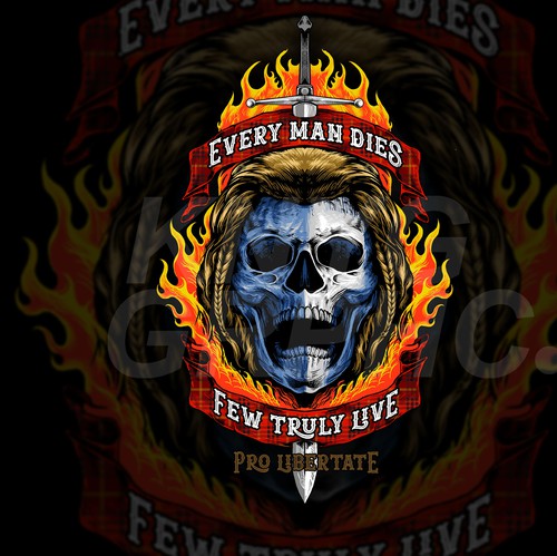 Pop culture design with the title 't Edgy pop culture t-shirt design with skull and sword'