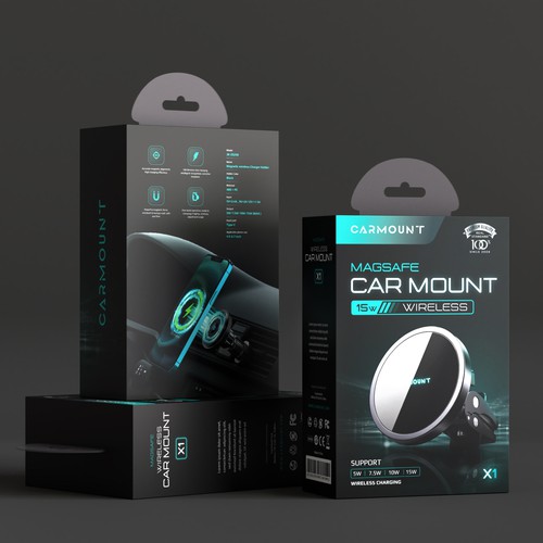 Technology packaging with the title 'Wireless Charger Box Design'