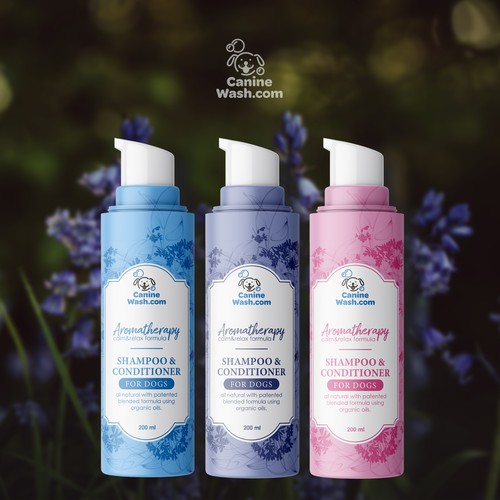 Cosmetics label with the title 'Dog aromatherapy shampoo label'