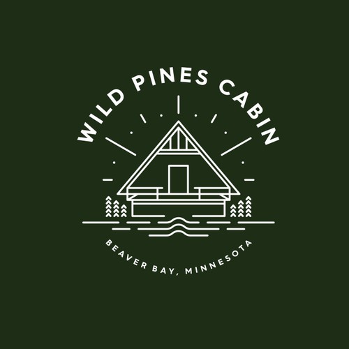 Cabin logo with the title 'WILD PINES CABIN'