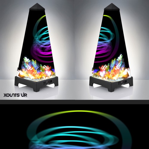 Light artwork with the title ' XOUNTS Design create a magic outer shell of a Sound & Ambience System'