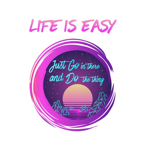 Cosmos design with the title 'T-shirt in zen-like stile of the 80th'