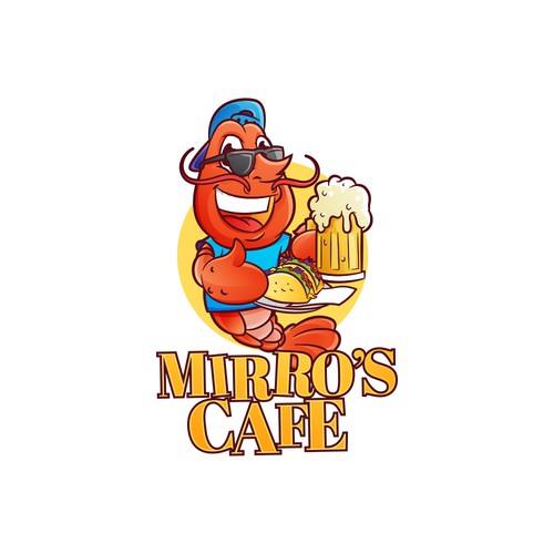 Lobster logo with the title 'Mirro's Cafe'
