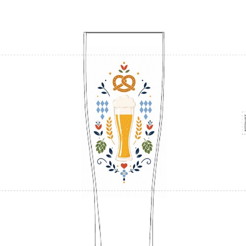 Vector illustration with the title 'Illustration for drinking glasses inspired by Wheat Beer and Bavarian Culture'