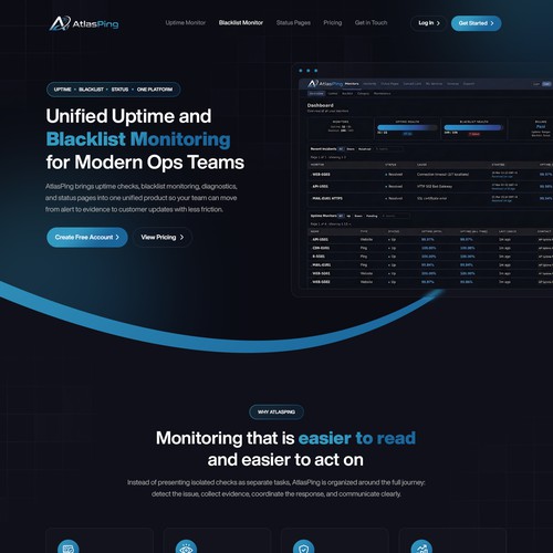 Website with the title 'Atlas Ping'