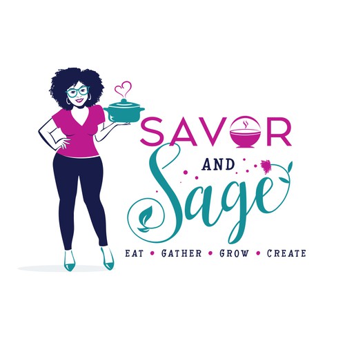 Healthy food design with the title 'Foodie Blog Character Logo'