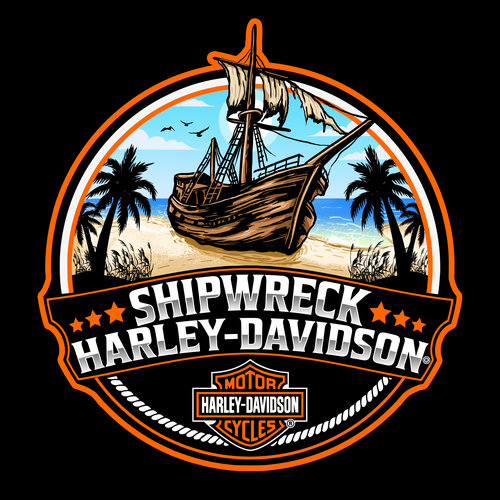 Harley Davidson design with the title 'shipwreck '