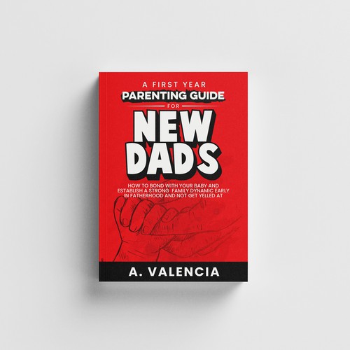Graphic book cover with the title 'New dad book cover design'