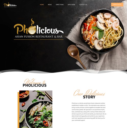 Online store website with the title 'Pholicious website'