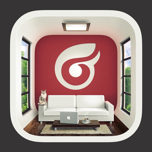 Sofa design with the title 'Icon for photo-real interior design iPad app'