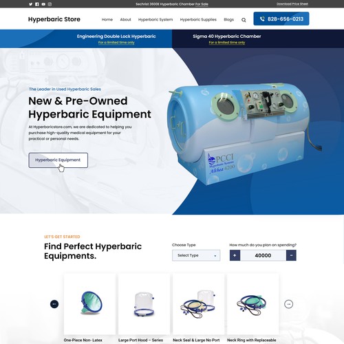 Product design with the title 'Website design for Healthcare Equipments'