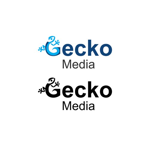 Gecko logo with the title 'Logo design for Gecko Media'