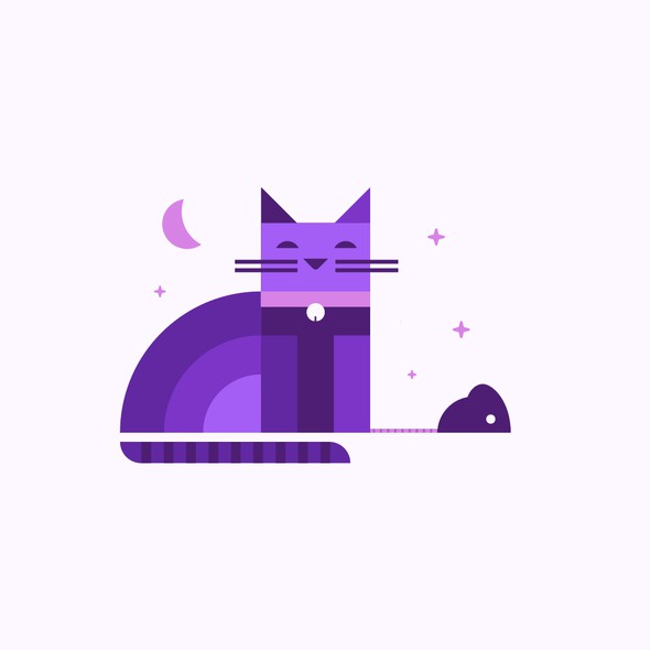 Geometric illustration with the title 'Meow'