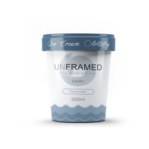 Ice cream packaging with the title 'Un-Framed Dairy Ice Cream Package Design'