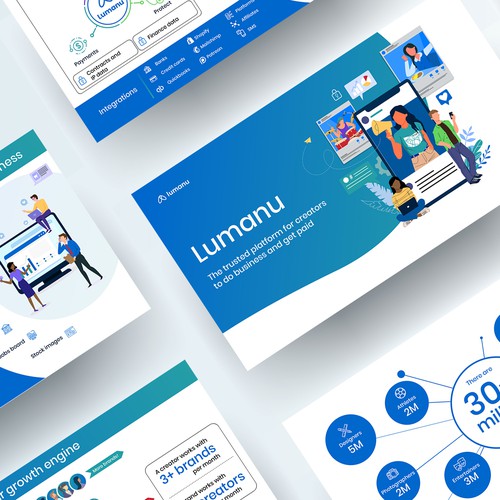 Advertising design with the title 'Slide deck Lumanu'