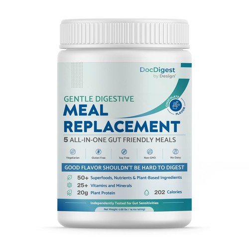 Luxurious label with the title 'Gentle Digestive Meal Replacement'