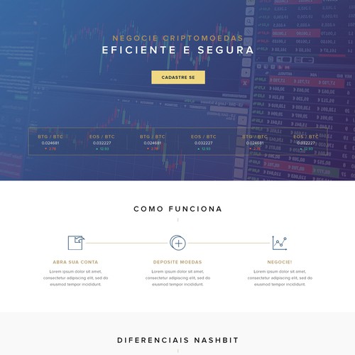 Service website with the title 'Nashbit Cryptocurrency Web Design'