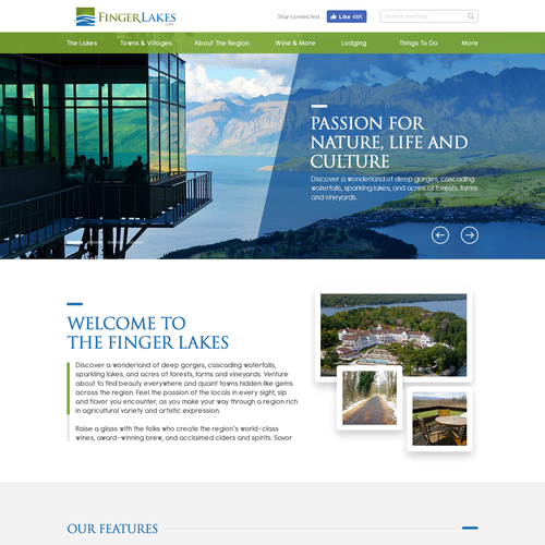 Desktop website with the title 'Redesign Interface Finger Lakes'