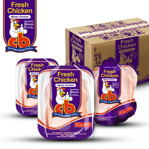 Purple packaging with the title 'Frozen Chicken Packaging'