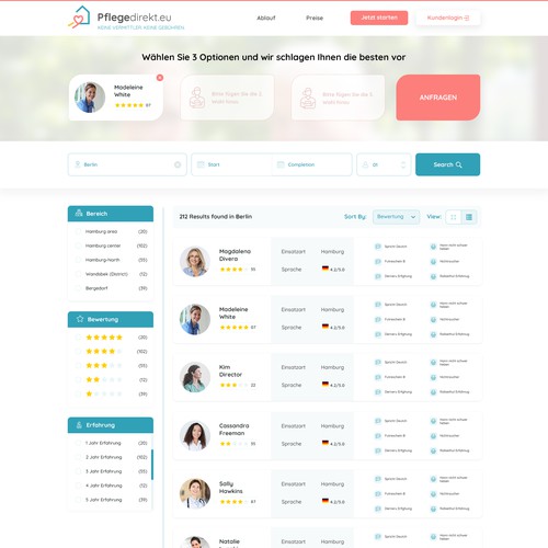 Nurse design with the title 'Website Design for Nursing Care at Home Service'